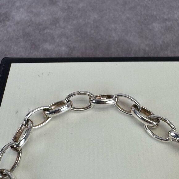 Gucci 925 Sterling Oval Link Blind for Love Silver Bracelet - Picture 9 of 9
